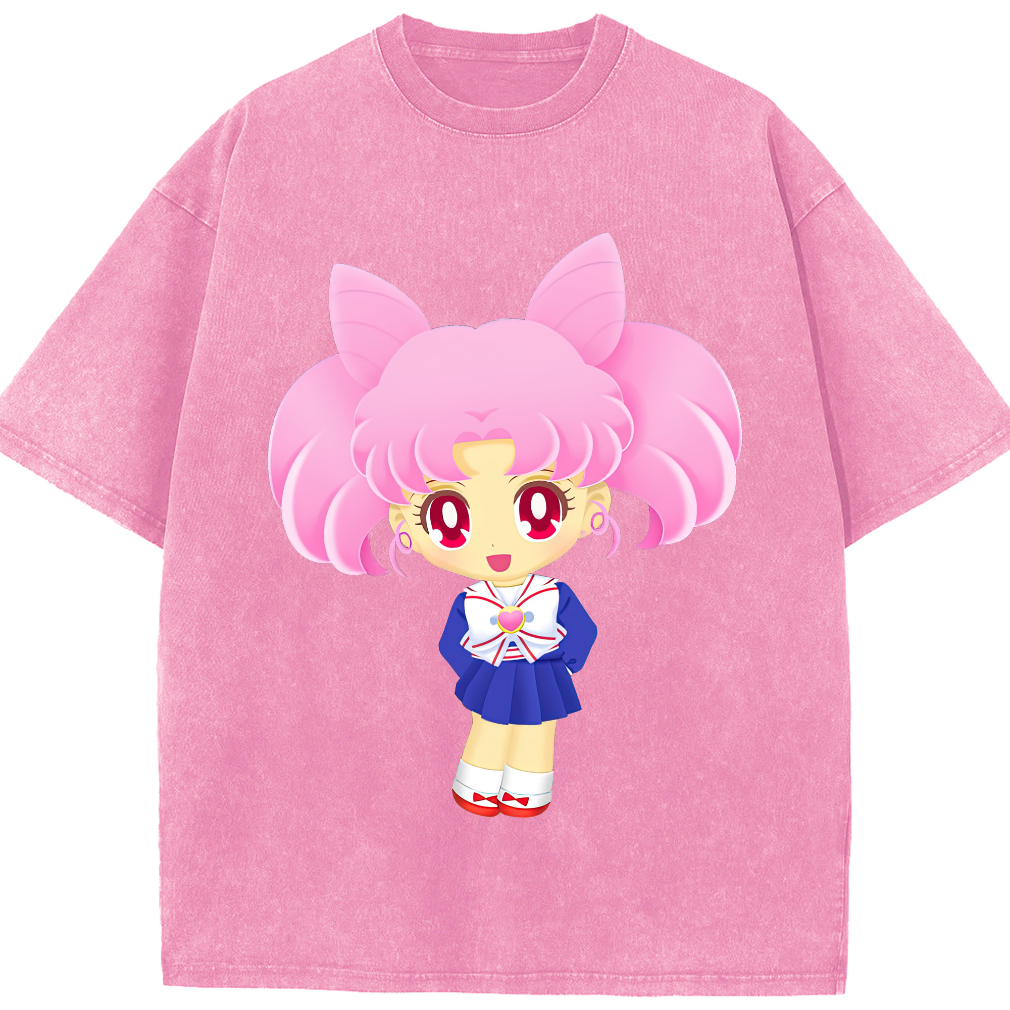 （画像用） 美少女戦士セーラームーン ちびうさ Sailor Moon Chibiusa Tsukino Usagi Small Lady Serenity 綿100% ヴィンテージ風 半袖Tシャツ（フロントプリント）
